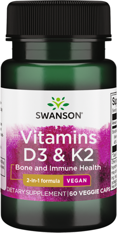 Swanson Vitamins D3 & K2 - 2,000 Iu & 75 mcg, 60 капс.